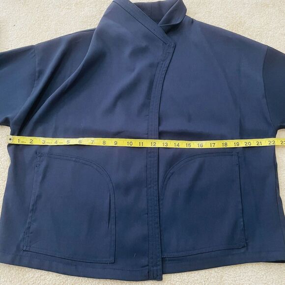 Max Studio Women's Size M Navy Blue Open Front Cardigan Long Sleeve Pockets - Picture 5 of 8